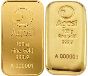 Goldbarren Hersteller - Gold und Silber Scheideanstalten AGOSI-Goldbarren
